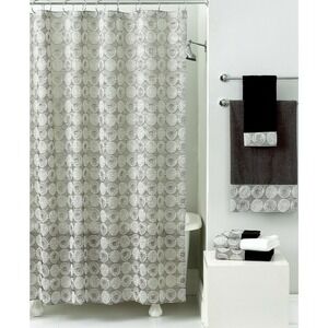 Avanti Galaxy Luxury Fabric Shower Curtain metallic Silver‎ print  Retail $100